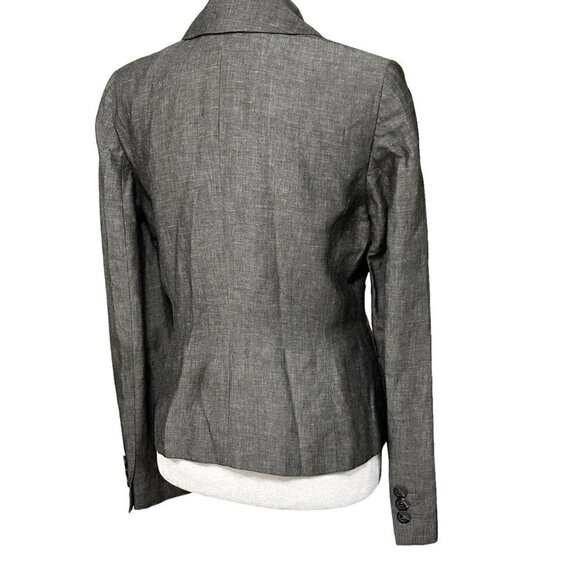 Ann Taylor LOFT - Womens Blazer Size 2 Linen Blend Gray, Button Front Classic #B - Picture 2 of 5